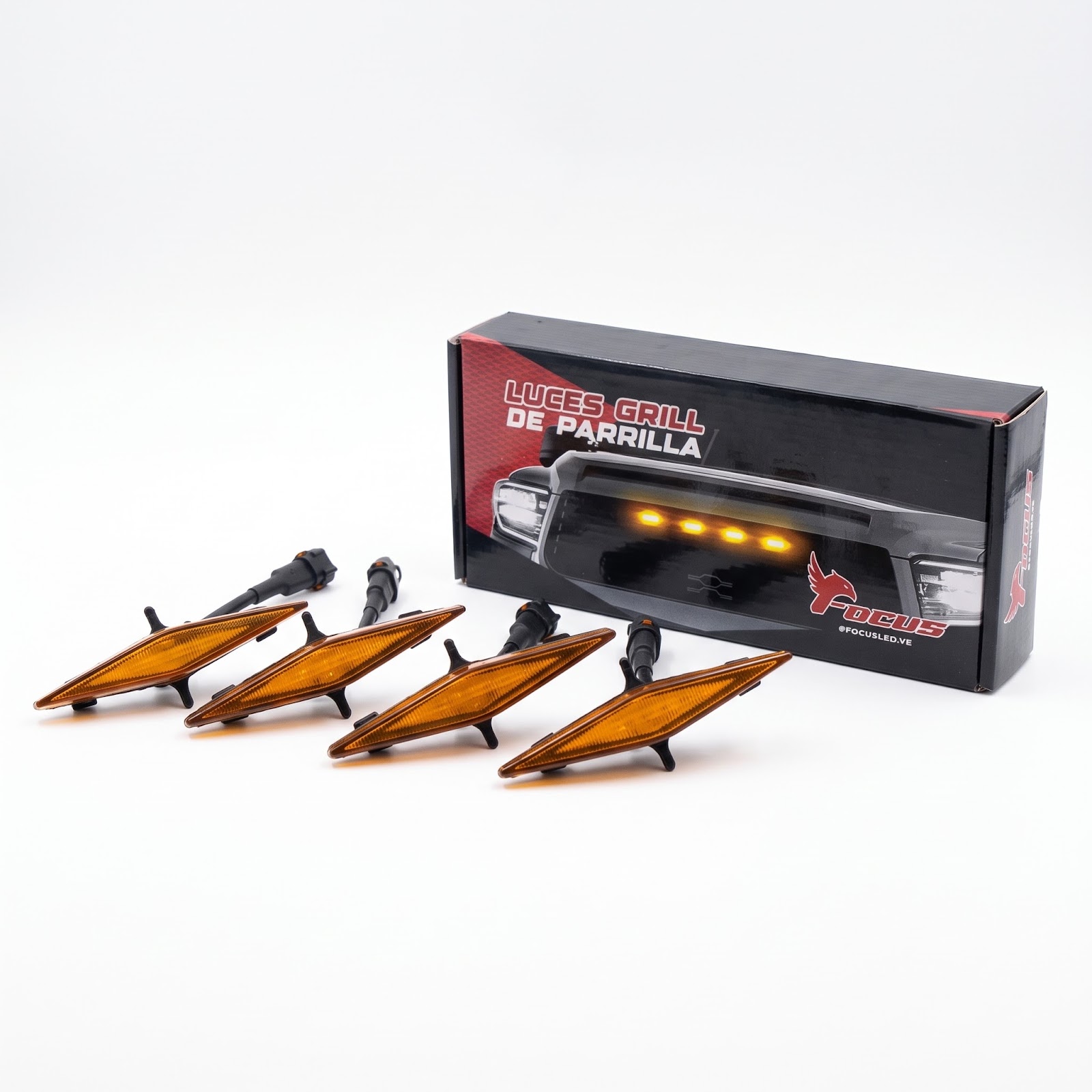 luces led grill de parrilla marca focus rombo ambar, imagen 1